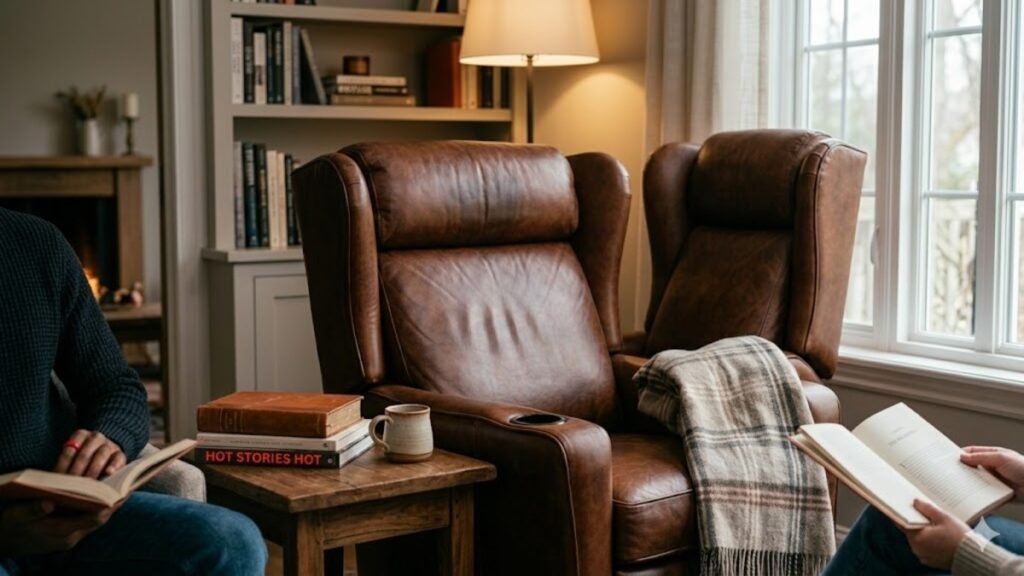 Reading habits for beginners: a small stack of books beside a reading lamp