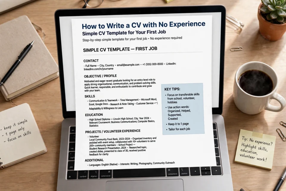 How to write a CV with no experience: a simple CV template for a first job
