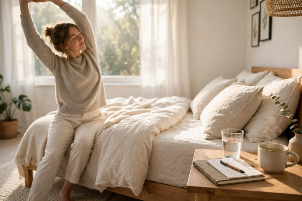 Simple morning routine ideas for beginners in a bright, calm home.
